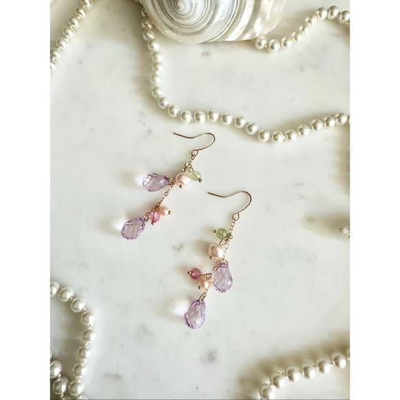 Pastel dangle heated earrings - Picture 1 of 5